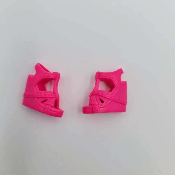 Barbie Accessories Lot Beige Tall Sandals Flat Feet Cherry Red Top Pink Wedge - Picture 14 of 16